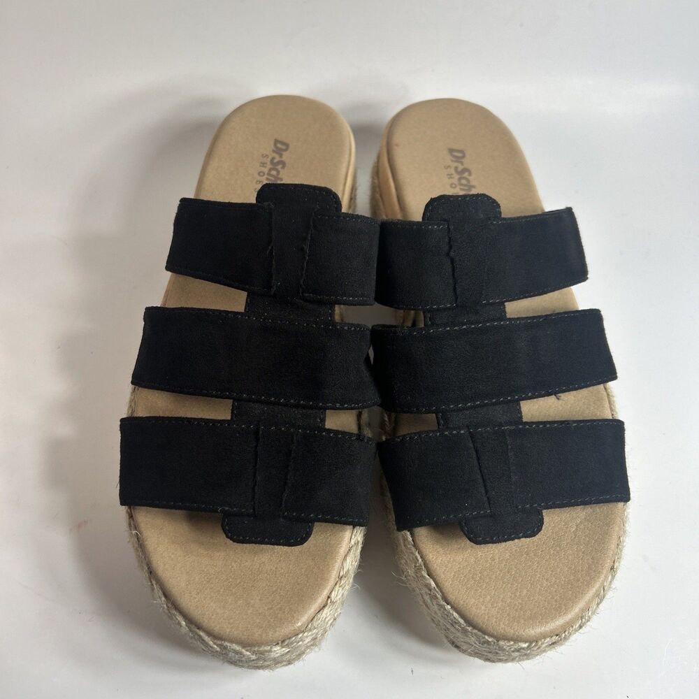 Dr Scholls Women’s Sandals Size 6 Black Electric Espadrille Wedge Slide Suede - Picture 5 of 12